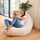 Corduroy Cloud in Beige  indoor bean bag by Mooi Living. A versatile corduroy bean bag designed for modern living - use it flat, upright, or hammock-style for effortless comfort in every corner of your home.