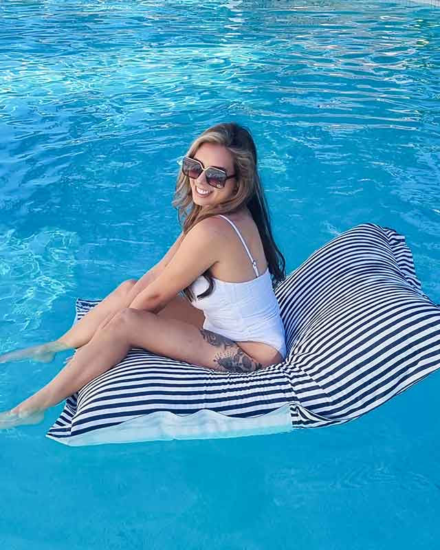 Navy & White Stripe Sorrento Bean Bag Pool Floats - Mooi Living