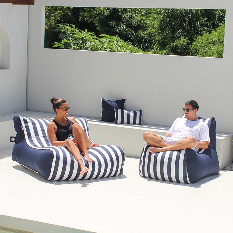 Outdoor Bean Bags (navy & white stripe) by Mooi Living