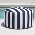 Resort Stripe Navy & White Outdoor Ottomans Olefin