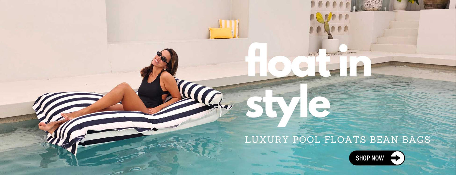Navy Stripe Pool Bean Bag – Santorini Float for Backyard Pools