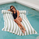 Sage Green Stripe Santorini Bean Bag Pool Float outdoor bean bag by Mooi Living